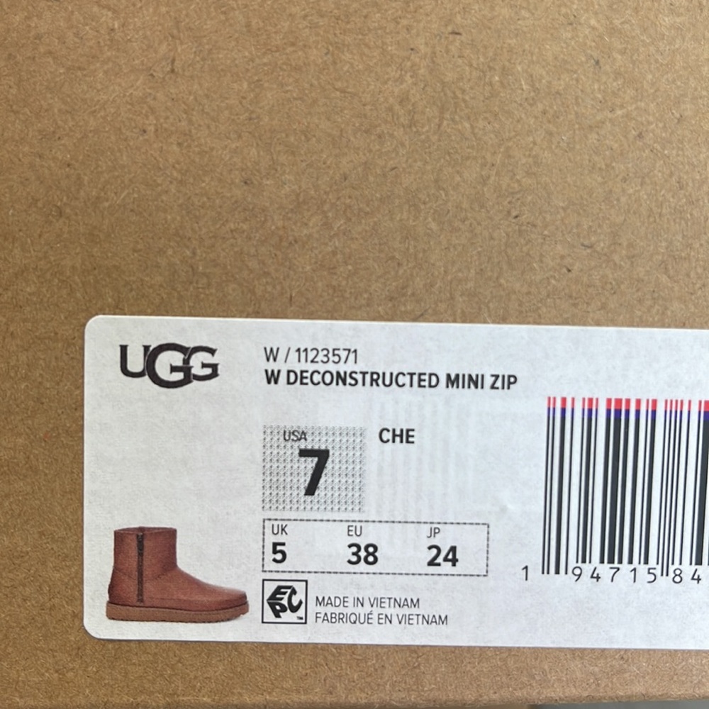 🌿UGG🌿 W DECONSTRUCTED CHESTNUT MINI ZIP BOOTS - Picture 13 of 14